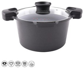 Garnek z powierzchnią nieprzywierającą Pfluon Granit i szklaną pokrywką Orion Pasta Grande, 5,5 l
