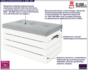 Biała pufa z pikowanym siedziskiem Nikolis 3X- 38 kolorów