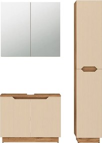 Zestaw mebli łazienkowych dąb/kaszmir w paski 79.6x32x62.5 lotta