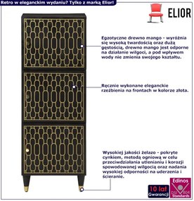 Czarna trzydrzwiowa szafka na nóżkach retro L9-P17