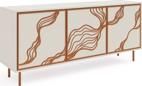 Komoda Gambia 164 cm – nowoczesna, elegancka, glamour, metalowy stelaż, 3-drzwiowa