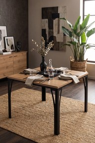 Nowoczesny stolik kawowy z metalowym stelażem czarny + dąb lancelot F5-Z92