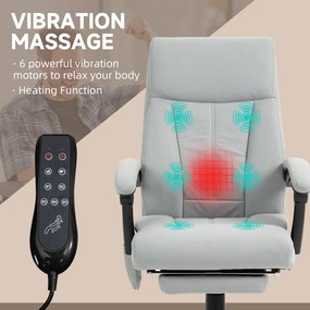 Vinsetto Fotel biurowy z masażem i ogrzewaniem podnóżek regulowany do 120 kg szary | Aosom PL