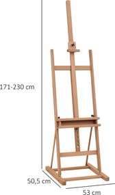 Vinsetto Sztaluga z drewna bukowego Regulacja wysokości i kąta Praktyczny schowek Naturalny 53x50,5x171-230cm | Aosom PL