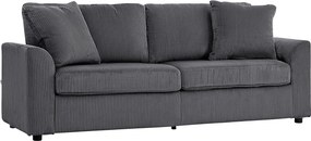 HOMCOM Sofa 3-osobowa z poduszkami ozdobnymi, sofa ze sztruksu do salonu, sypialni, szer. 212 cm, ciemnoszary | Aosom PL