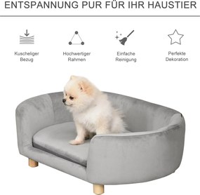 PawHut Sofa dla zwierząt domowych Sofa dla psa koty psy drewno brzozowe nowoczesna jasnoszary