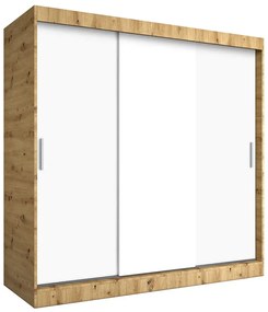 Szafa przesuwna 200 cm dąb artisan + biały - Erco 6X