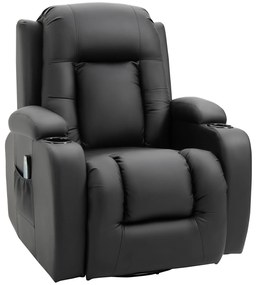 HOMCOM Fotel masujący z funkcją kołysania podgrzewania i relaksu czarny skórzany | Aosom PL