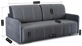 Sofa Rozkładana z Funkcją Spania IBIZA Dwuosobowa Szara Nowoczesna do Salonu