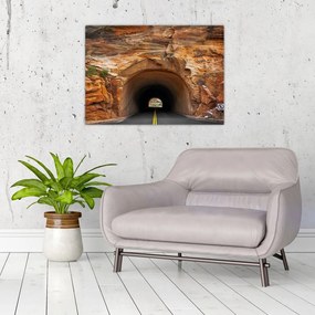 Obraz na szkle - tunel w skale (70x50 cm)