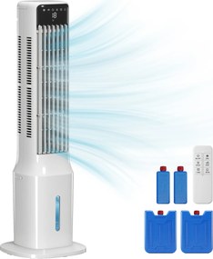 HOMCOM Przenośny klimatyzator, 3-w-1 klimatyzator parowy z 9-litrowym zbiornikiem na wodę, oscylacja 48°, 3 prędkości, 3 tryby, biały | Aosom PL