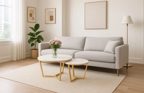 Komplet 2 okrągłych stolików glamour Modig M67, spiek/imitacja marmuru