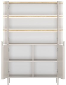 Witryna Amilio do salonu 100 cm na nóżkach - kaszmir / dąb olejowany / uchwyty kaszmir