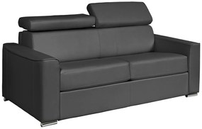 Kanapa 3-osobowa rozkładana typu express z szarej skóry bawolej - pow. spania 140 cm - Materac 22 cm z pamięcią kształtu - VIZIR