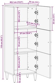 Czarna trzydrzwiowa szafka na nóżkach retro L9-P17