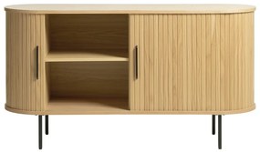 Niska komoda w dekorze dębu z drzwiami przesuwnymi 140x76 cm Nola – Unique Furniture
