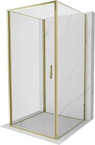 Mexen Exo-3S kabina prysznicowa 3-ścienna uchylna 90 x 90 cm, transparent, złota - 817-090-090-50-00-3S