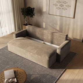 Masseno Sofa MENI z funkcją spania i pojemnikiem na pościel, Rozkładana sofa - Beżowy, LUMO 30