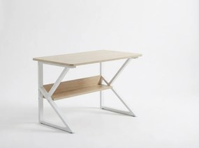 Biurko z półką SHAPE 80x40 cm, białe/dąb sonoma