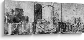 Obraz - Miasto sztuki kawowej (z zegarem) (90x30 cm)