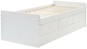 Łóżko wysuwane TITOUAN z 3 szufladami - 90 x 190 cm - MDF i sosna - Kolor biały