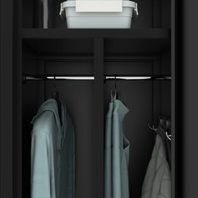 Szafka ubraniowa BHP czarna: czterokomorowa KACPER, 800 x 1800 x 500 mm