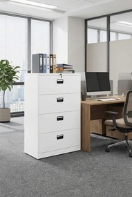 Biała zamykana szafka biurowa z szufladami C2-B27