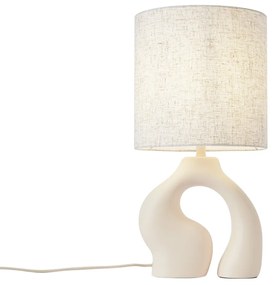 Lampa stołowa Japandi beżowa z lnianym abażurem - DahliaJapandi Oswietlenie wewnetrzne