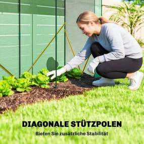 Outsunny Szklarnia z oknami z siatki i rolowanymi drzwiami, szklarnia foliowa na stalowym stelażu 200 x 75 x 188 cm zielony | Aosom PL