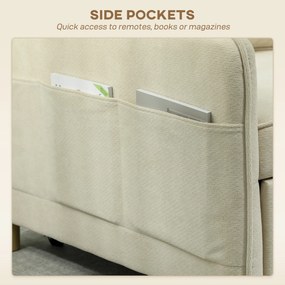 HOMCOM Fotel z funkcją spania 3 w 1, szerokie siedzisko do salonu, 85,5cm x 74cm x 82cm, beżowy | Aosom PL