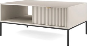 Stolik kawowy: 1 szuflada, Kaszmir, stelaż czarny, 104 x 46 x 68 cm, uchwyty złote