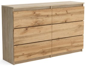 Duża komoda 6 SZUFLAD Szafka 120 cm ARIA Dąb Sonoma/Dąb Wotan