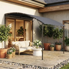 Outsunny Pergola przylegająca z metalową ramą i wodoodpornym dachem, montowana na ścianie, odporna na warunki pogodowe, 2,86 x 3,84 x 2,52 m, szara | Aosom PL