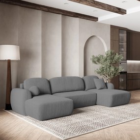 Masseno Narożnik SAVONA z funkcją spania i pojemnikiem na pościel Narozniki U, Rozkładana sofa - Szary, POSO 60