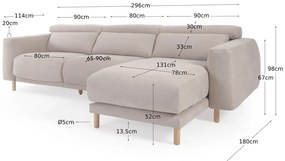 Beżowy narożnik (prawostronny) Singa − Kave Home