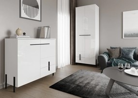 Komoda JUSTINE 100 2D2S biała/biały połysk FURNIVAL