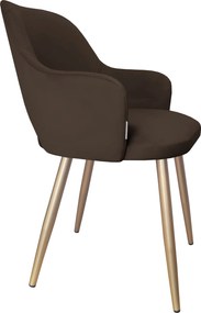 Krzesło Milano tkanina Welur noga metalowa : Kolor nogi - Złota stożek, Kolor tkaniny - VELVET - MG05, Typ siedziska - Siedzisko stałe