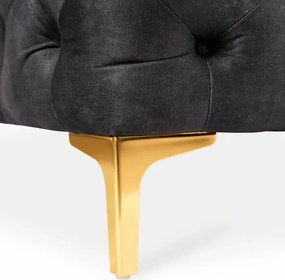 Sofa SORRENTO 3S Trzyosobowa Czarna Welurowa Glamour