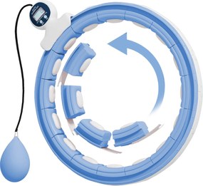 SPORTNOW Inteligentny Hula-Hoop dla Dorosłych z Kulą Wagową i Licznikiem, 16 Segmentów (76-113cm) Jasnoniebieski