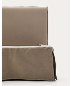 Szarobrązowe tapicerowane łóżko jednoosobowe 90x200 cm Jaira – Kave Home
