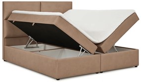 Łóżko Kontynentalne Tapicerowane AMBER 145x210 z Pojemnikiem Brązowe