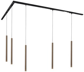 Nowoczesny system oświetlenia szynowego z 5 lampami wiszącymi, ciemny brąz, 1-fazowy - Iconic Frini Nowoczesny Oswietlenie wewnetrzne