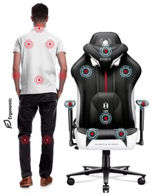 Materiałowy fotel gamingowy Diablo X-Player 2.0 Normal Size, biało-czarny
