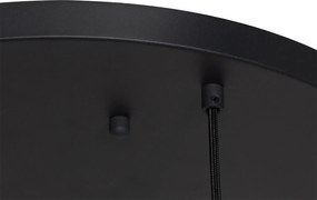 Lampa wisząca w stylu art deco czarna z przydymionym szkłem okrągła 7-światłowa - Sandra