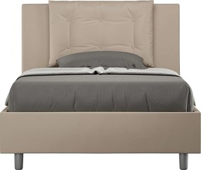 Łóżko bez stelaża tapicerowane 120x200 sztucznej skóry szaro-beżowy Annalisa