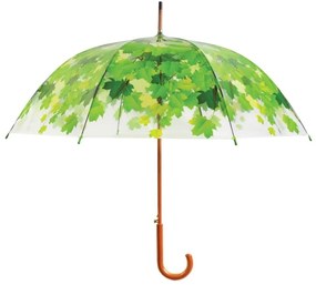 Przezroczysty parasol z zielonymi detalami odporny na wiatr Esschert Design Ambiance Birdcage Leaf, ⌀ 92,5 cm