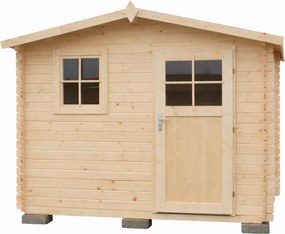 DREWNIANY DOMEK 340 x 340 cm OGRODOWY HIACYNT ZE ŚWIERKU – SCHOWEK NA NARZĘDZIA Z OKNAMI I PRZESZKLONYMI DRZWIAMI