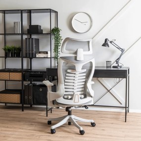 Fotel Biurowy Ergonomiczny Obrotowy CARET 2 Wentylowany Szary Nowoczesny