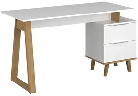 Białe skandynawskie biurko z szufladami 140x60 - Olenako 14X