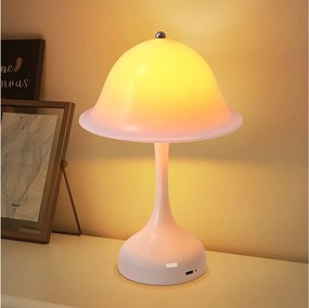 Bezprzewodowa biała lampa stołowa LED Nettlife – dotykowa lampka nocna z 3 ściemnialnymi kolorami, ładowana przez USB, nowoczesna do salonu i sypialni